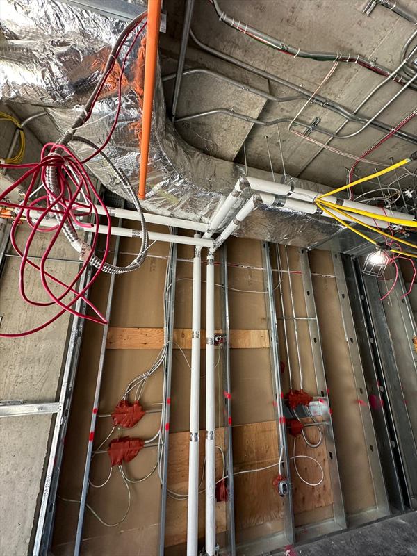 Mechanical room ductwork and firestopping